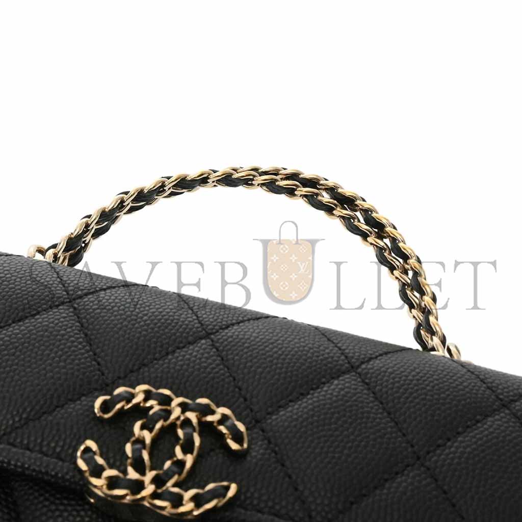 CHANEL BLACK CAVIAR LEATHER PHONE CASE SHOULDER BAG (18*10*4.5cm)